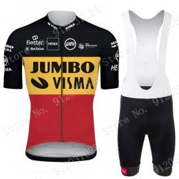 Jumbo Visma Belgium 2021 Team Fietskleding Fietsshirt Korte Mouw+Korte Fietsbroeken Bib 2021062644
