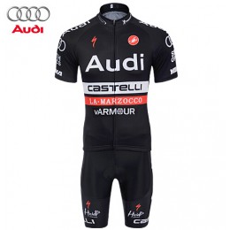 2015 AUDI Castelli Fietskleding Set Fietsshirt Korte Mouwen+Fietsbroek Korte zwart 2316
