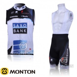 2010 SAXO BANK Fietsshirt Zonder Mouwen Korte fietsbroeken Bib met zeem Fietspakken 4521