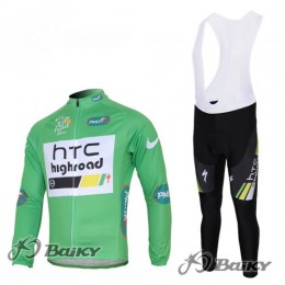 HTC-Highroad Pro Team Fietspakken Fietsshirt lange+lange fietsbroeken Bib zeem groen wit 4423