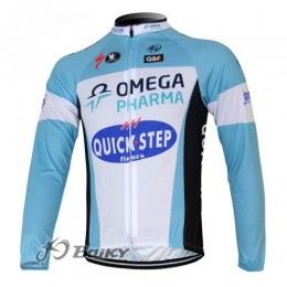 Omega Pharma Quick Step Pro Team Fietsshirt lange mouw blauw wit 437