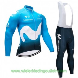 2018 Movistar Team Fietskleding Wielershirt lange mouw+Lange fietsbroeken Bib 848SHIB