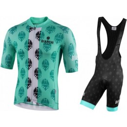 2020 BIANCHI MILANO Roncaccio Fietsshirt Korte Mouw+Palizzi Fietsen koersbroek kort Bib Grün 2020235