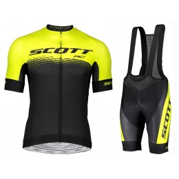 2019 Scott RC geel-zwart Fietskleding Set Fietsshirt Korte Mouw+Korte fietsbroeken ZORN795