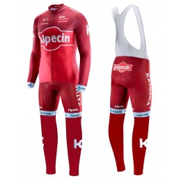 2017 Katusha Alpecin rood Fietskleding Wielershirt lange mouw+Lange fietsbroeken Bib 2483