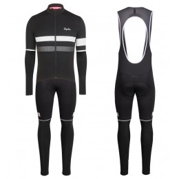 2017 Rapha Brevet zwart-wit Fietskleding Wielershirt lange mouw+Lange fietsbroeken Bib 2545