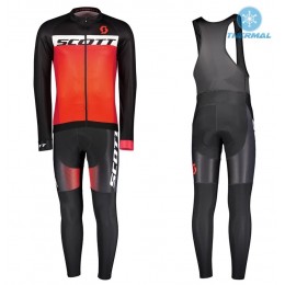 2017 Scott RC zwart-rood Winter Set Wielerkleding Wielershirt lange mouw+Lange fietsbroeken Bib 2573