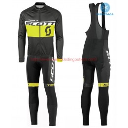 2016 Scott Team zwart-geel Winter Set Wielerkleding Wielershirt lange mouw+Lange fietsbroeken Bib 213658