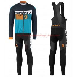 2016 Scott RC zwart-geel-Blauw Set Wielerkleding Wielershirt lange mouw+Lange fietsbroeken Bib 213696