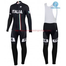 2016 Sportful Italy IT zwart Winter Set Wielerkleding Wielershirt lange mouw+Lange fietsbroeken Bib 213733