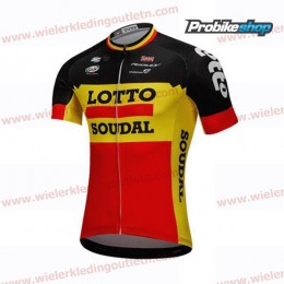 2018 Lotto Soudal zwart geel rood Wielershirt Lange Mouw A2018913