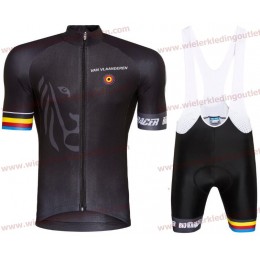 Bioracer Van Vlaanderen Zwart 2018 Fietskleding Set Wielershirt korte mouwen+Fiets Koersbroek 18A0016