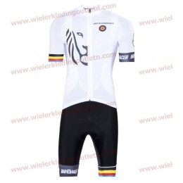 Bioracer Van Vlaanderen Wit Zwart 2018 Fietskleding Set Wielershirt korte mouwen+Fiets Koersbroek 18A0015
