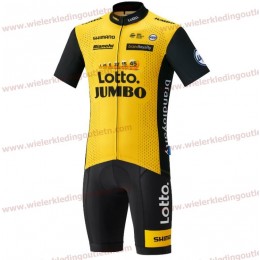 LottoNL-Jumbo 2018 Wielerkleding Set Wielershirt Korte Mouwen+Korte fietsbroeken D151