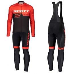 2019 Scott-RC-Profteam zwart-rood Fietskleding Fietsshirt lange mouw+Lange fietsbroeken Bib E2j9G